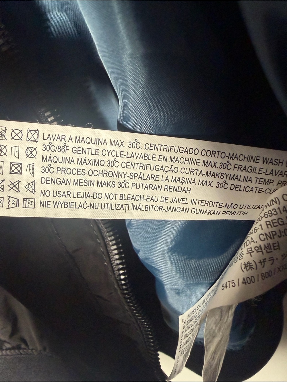 Zara Black Bomber Jacket with Blue Inner Lining - Picture 6 of 7